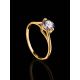 Solitaire Crystal Golden Ring, Ring Size: 6 / 16.5, image , picture 2