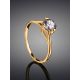 Golden Ring With Solitaire White Crystal, Ring Size: 8 / 18, image , picture 2