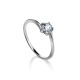 Solitaire White Crystal Ring In Sterling Silver, Ring Size: 6 / 16.5, image 