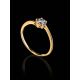 Golden Ring With White Crystal, Ring Size: 5.5 / 16, image , picture 2