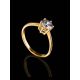 Bold Golden Ring With White Crystal, Ring Size: 9 / 19, image , picture 2