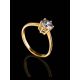 Bold Golden Ring With White Crystal, Ring Size: 5.5 / 16, image , picture 2