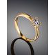 Classic Golden Ring With White Crystal, Ring Size: 8.5 / 18.5, image , picture 2