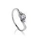Classic Three Stone Crystal Ring In Silver, Ring Size: 8 / 18, image 