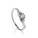 Classic Three Stone Crystal Ring In Silver, Ring Size: 5.5 / 16, image 