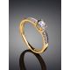 Statement Golden Ring With White Crystals, Ring Size: 6 / 16.5, image , picture 2