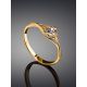 Classic Golden Ring With White Crystal, Ring Size: 6 / 16.5, image , picture 2