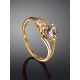 Bold Golden Ring With White Crystal, Ring Size: 9 / 19, image , picture 2