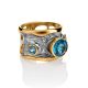 Amazing Gold Plated Band Ring With Blue Topaz, Ring Size: 9.5 / 19.5, image , picture 3