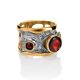 Bold Gold Plated Band Ring With Garnet, Ring Size: 9.5 / 19.5, image , picture 3
