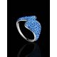 Fancy Silver Ring With Blue Crystals, Ring Size: 10 / 20, image , picture 2