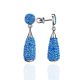 Silver Dangle Earrings With Blue Crystals The Eclat, image 