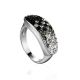 Sterling Silver Band Ring With Black And White Crystals The Eclat, Ring Size: 7 / 17.5, image 