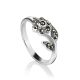 Silver Floral Ring With Marcasites The Lace, Ring Size: 11.5 / 21, image 