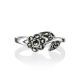 Silver Floral Ring With Marcasites The Lace, Ring Size: 8.5 / 18.5, image , picture 2