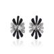 Silver Floral Earrings With Black And White Crystals The Eclat, image , picture 3