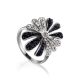 Silver Floral Ring With Two Toned Crystals The Eclat, Ring Size: 10 / 20, image 