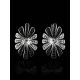 Silver Floral Earrings With Black And White Crystals The Eclat, image , picture 2
