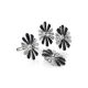 Silver Floral Earrings With Black And White Crystals The Eclat, image , picture 4