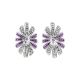 Silver Floral Earrings With White And Lilac Crystals The Eclat, image , picture 4