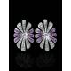 Silver Floral Earrings With White And Lilac Crystals The Eclat, image , picture 2