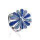 Silver Floral Ring With Blue Crystals The Eclat, Ring Size: 10 / 20, image 