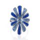 Silver Floral Ring With Blue Crystals The Eclat, Ring Size: 7 / 17.5, image , picture 3