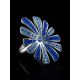 Silver Floral Ring With Blue Crystals The Eclat, Ring Size: 9.5 / 19.5, image , picture 2