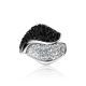 Silver Cocktail Ring With Black And White Crystals The Eclat, Ring Size: 10 / 20, image , picture 3