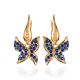 Blue Crystal Gold Plated Dangle Earrings The Jungle, image 