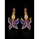 Blue Crystal Gold Plated Dangle Earrings The Jungle, image , picture 2