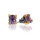 Amethyst Studs In Gold Plated Silver, image 