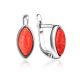 Reconstructed Coral Latch Back Earrings In Sterling Silver The Amaranth, image 