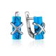 Cylindric Cut Reconstructed Turquoise Earrings In Silver The Scandinavia, image 