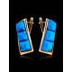 Geometric Reconstructed Turquoise Earrings In Gold-Plated Silver, image , picture 2