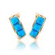 Geometric Reconstructed Turquoise Earrings In Gold-Plated Silver, image , picture 4