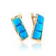 Geometric Reconstructed Turquoise Earrings In Gold-Plated Silver, image 