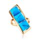 Reconstructed Turquoise Cocktail Ring In Gold-Plated Silver, Ring Size: 9.5 / 19.5, image , picture 4