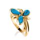 Floral Reconstructed Turquoise Ring In Gold-Plated Silver, Ring Size: 7 / 17.5, image 