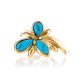 Floral Reconstructed Turquoise Ring In Gold-Plated Silver, Ring Size: 10 / 20, image , picture 4
