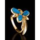 Floral Reconstructed Turquoise Ring In Gold-Plated Silver, Ring Size: 6 / 16.5, image , picture 2