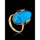 Reconstructed Turquoise Cocktail Ring In Gold-Plated Silver The Rendezvous, Ring Size: 7 / 17.5, image , picture 2