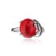 Sterling Silver Ring With Oval Reconstructed Coral Centerpiece, Ring Size: 6 / 16.5, image , picture 3