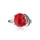 Sterling Silver Ring With Oval Reconstructed Coral Centerpiece, Ring Size: 8.5 / 18.5, image , picture 3