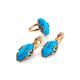 Designer Reconstructed Turquoise Earrings In Gold-Plated Silver The Rendezvous, image , picture 5