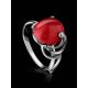 Sterling Silver Ring With Oval Reconstructed Coral Centerpiece, Ring Size: 11.5 / 21, image , picture 2