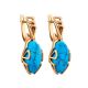 Designer Reconstructed Turquoise Earrings In Gold-Plated Silver The Rendezvous, image 