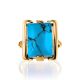 Gold-Plated Statement Ring With Reconstructed Turquoise Centerpiece, Ring Size: 11.5 / 21, image , picture 4