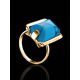 Gold-Plated Statement Ring With Reconstructed Turquoise Centerpiece, Ring Size: 5.5 / 16, image , picture 2