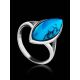 Sterling Silver Ring With Reconstructed Turquoise Centerpiece, Ring Size: 11.5 / 21, image , picture 2
